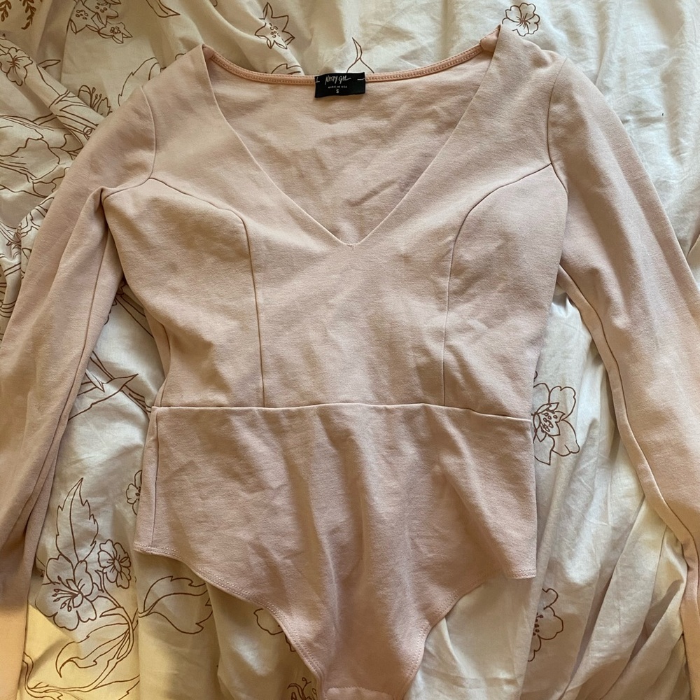 Nasty gal pink long sleeve body suit
